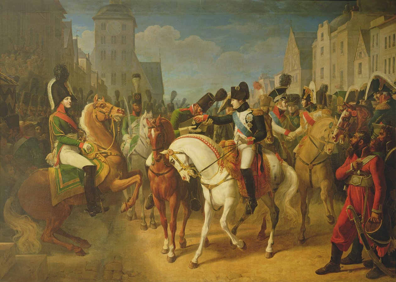 Napoleon Bonaparte（1769-1821）在Tilsit装饰Grenadier Lazareff，8th Jult 1807 作者 让·巴蒂斯特·德布雷特