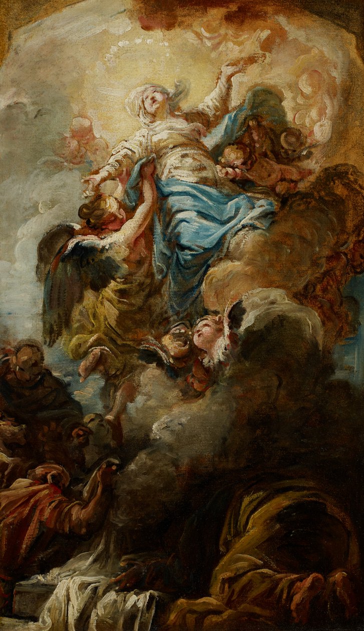 关于圣母升天的研究，1760（纸上油） 作者 让·巴蒂斯特（Jean Baptiste Deshays de Colleville）