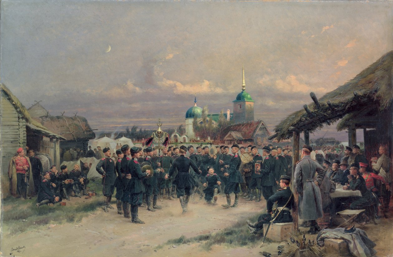 1889年在Tsarskoe Selo的第四步兵营的合唱团 作者 让·巴蒂斯特·爱德华·Detaille