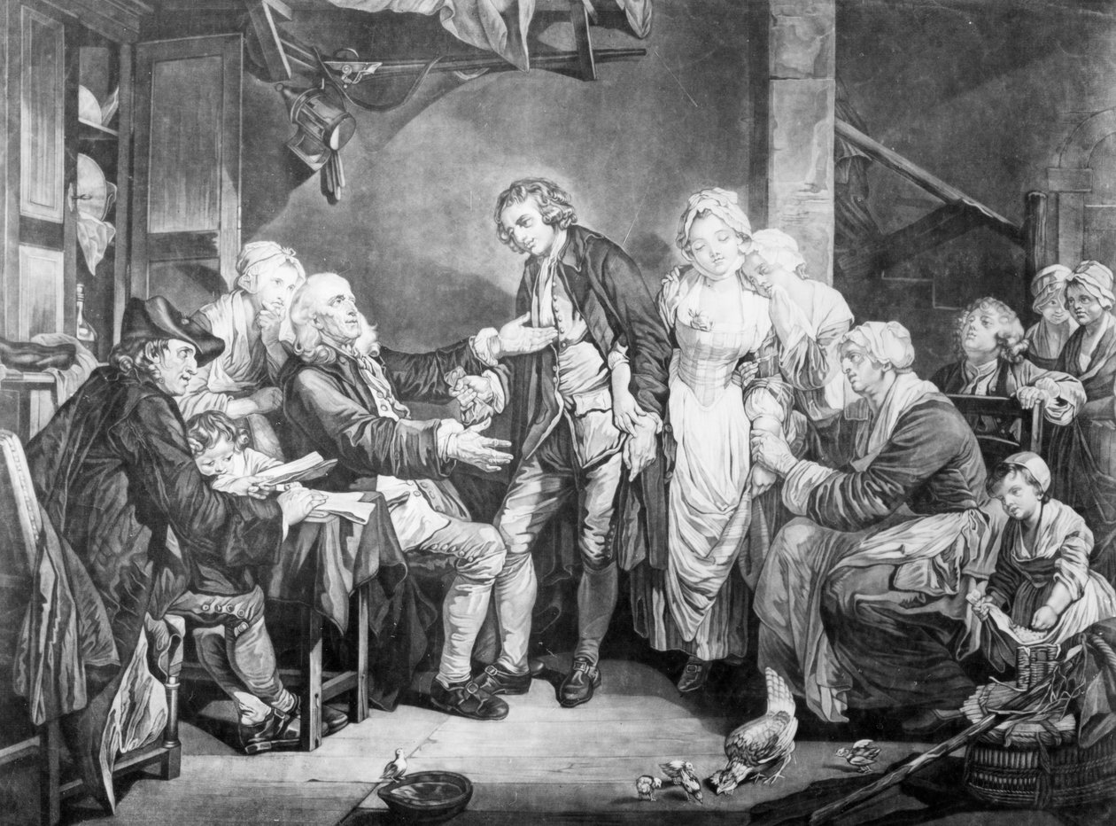 婚礼祝福，由Samuel De Wilde雕刻，1777年 作者 让·巴蒂斯特·格鲁兹