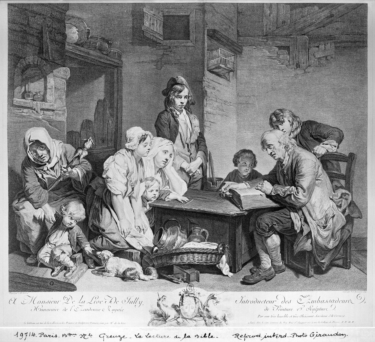 阅读圣经，由Pieter Franciscus Martenisie或Martinasie（1729-89）1759年刻 作者 让·巴蒂斯特·格鲁兹
