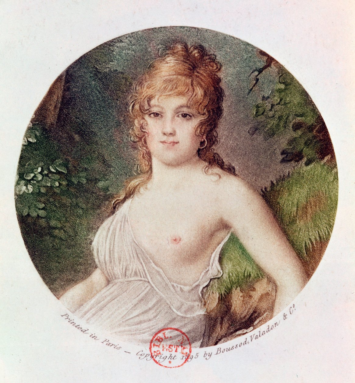 Theresa de Cabarrus（1773-1835）的肖像，也被称为塔利娅夫人，由Boussod，Valadon and Company，1895年印刷（彩色光刻） 作者 让-巴蒂斯特·伊萨贝