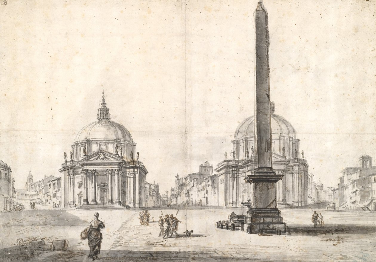 Piazza del Popolo，罗马 作者 让·巴蒂斯特·拉勒曼德