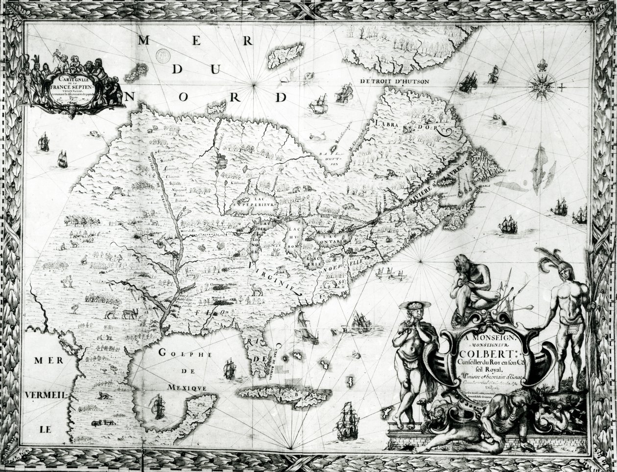 新法国地图致力于Colbert by Duchesneau，Intendant，1681（详见164769） 作者 让·巴蒂斯特（Jean Baptiste）Louis Franquelin
