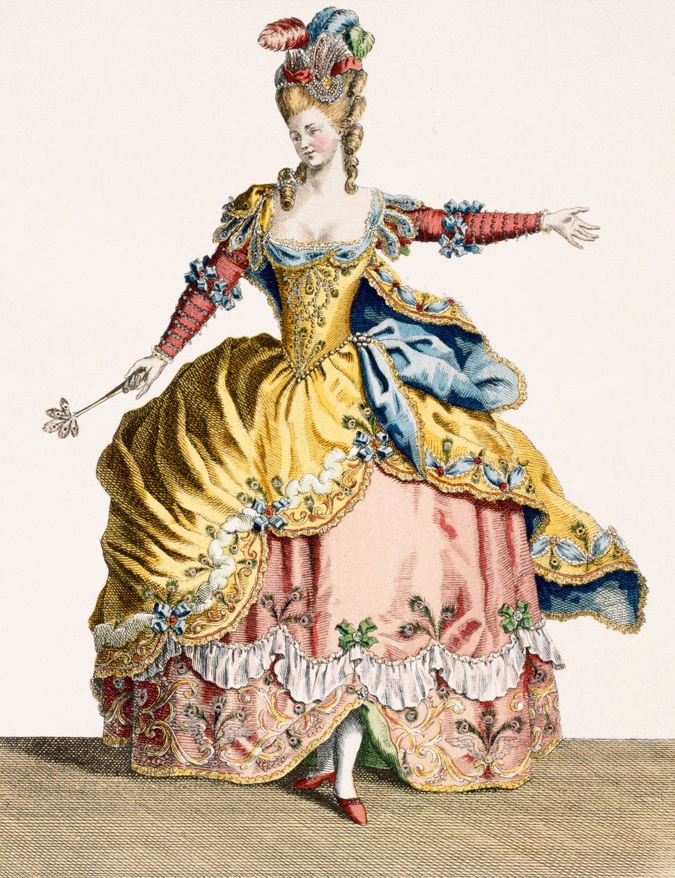 由Rene Gaillard（1719-90）c.1780雕刻的元素芭蕾中Sylphs女王的服装 作者 让·巴蒂斯特·马丁