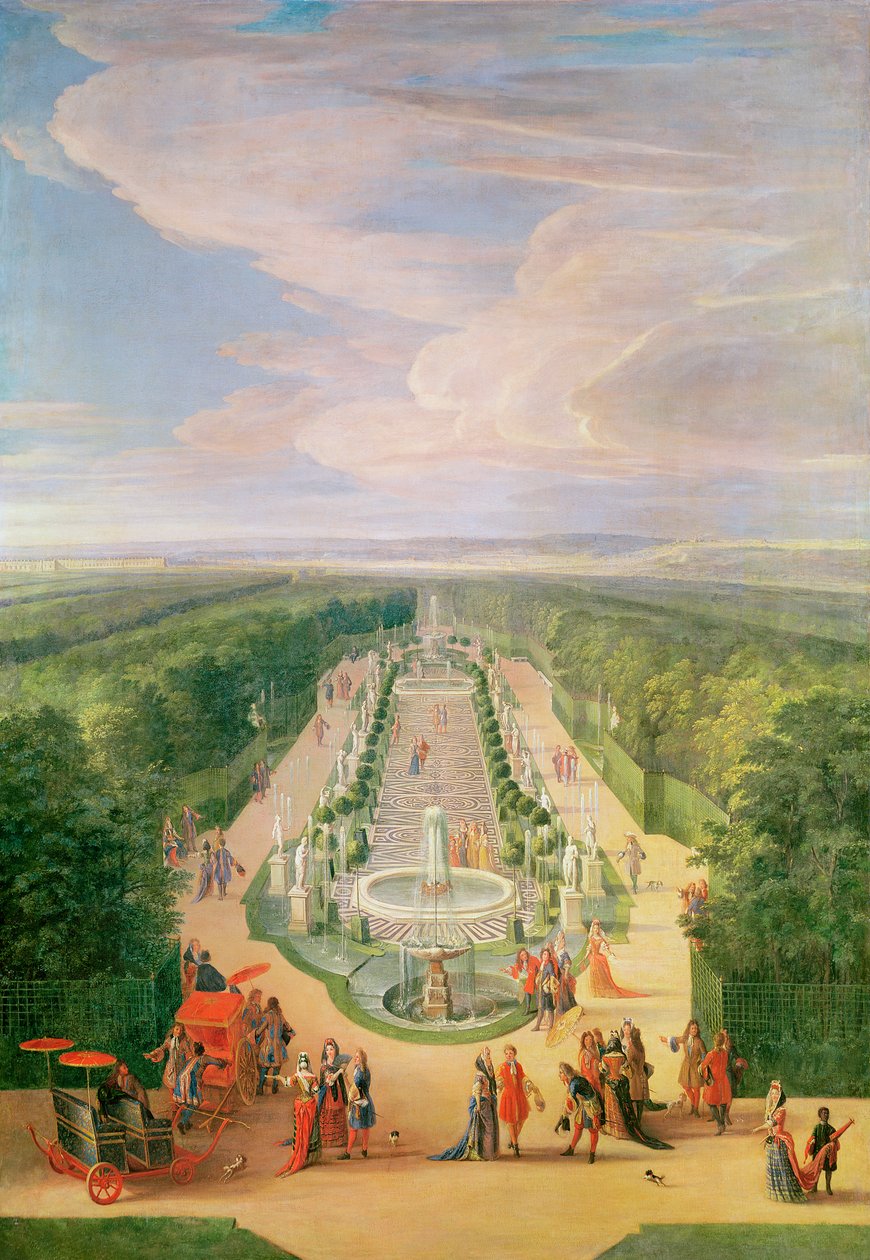 1688年在凡尔赛宫的Galerie des Antiques的透视图 作者 让·巴蒂斯特·马丁