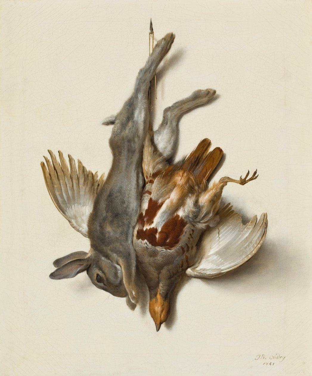 1751年，一只年轻的兔子和鹧hang悬挂在脚下 作者 让·巴蒂斯特·奥德里（Jean Baptiste Oudry）