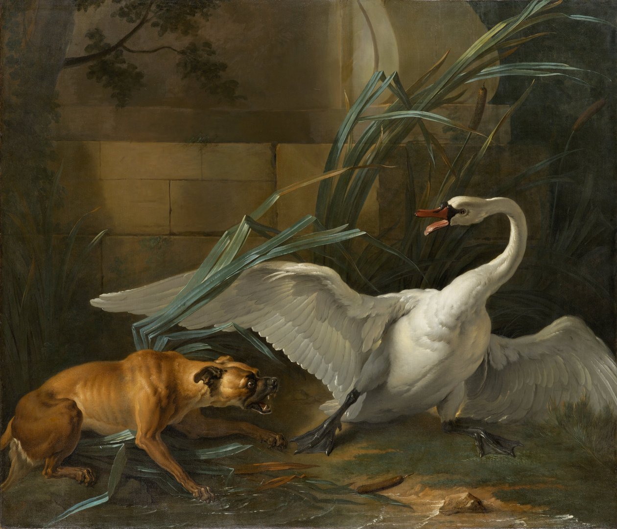 天鹅被一只狗袭击了 作者 让·巴蒂斯特·奥德里（Jean Baptiste Oudry）