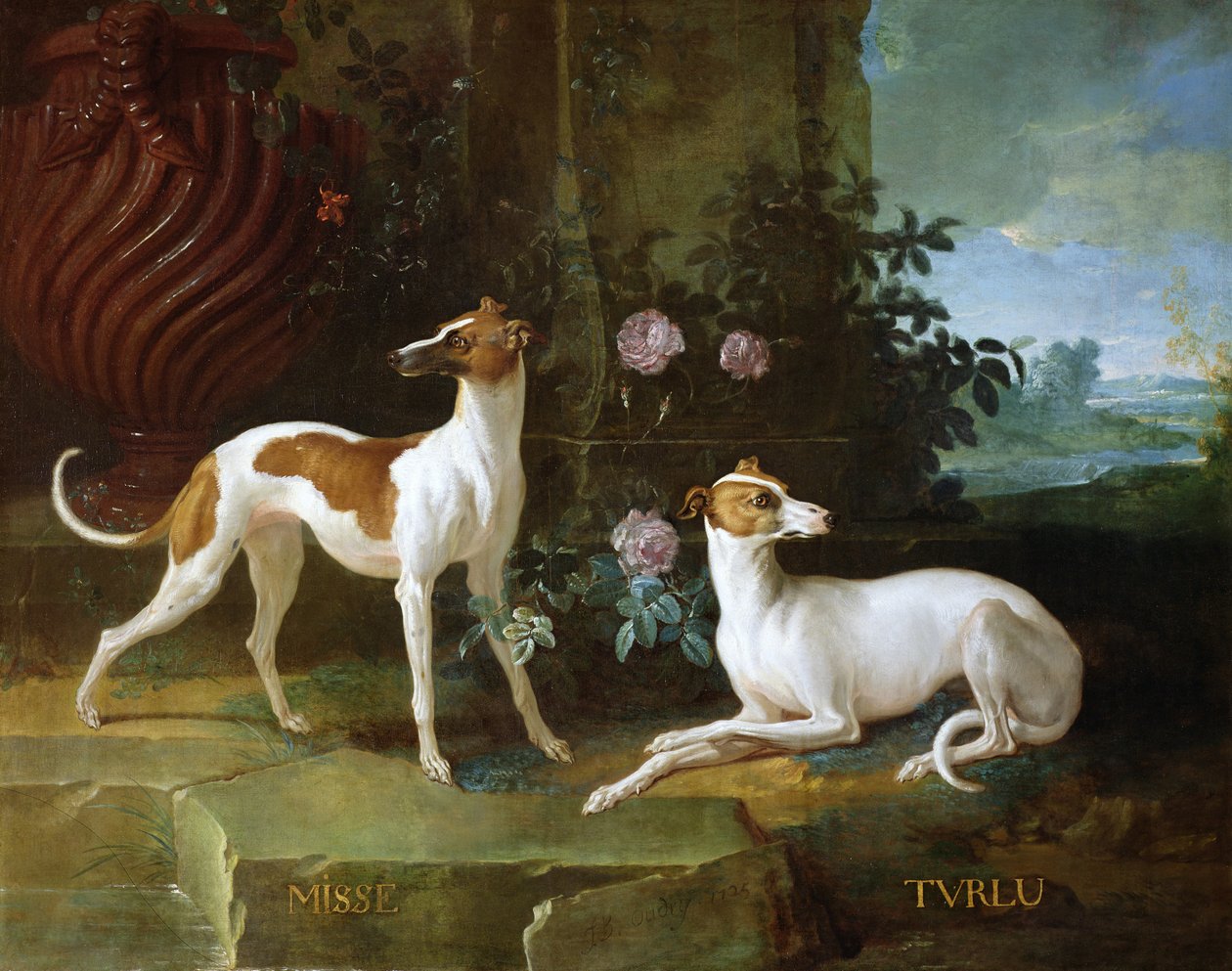 Misse和Turlu，路易十五的两只猎犬 作者 让·巴蒂斯特·奥德里（Jean Baptiste Oudry）