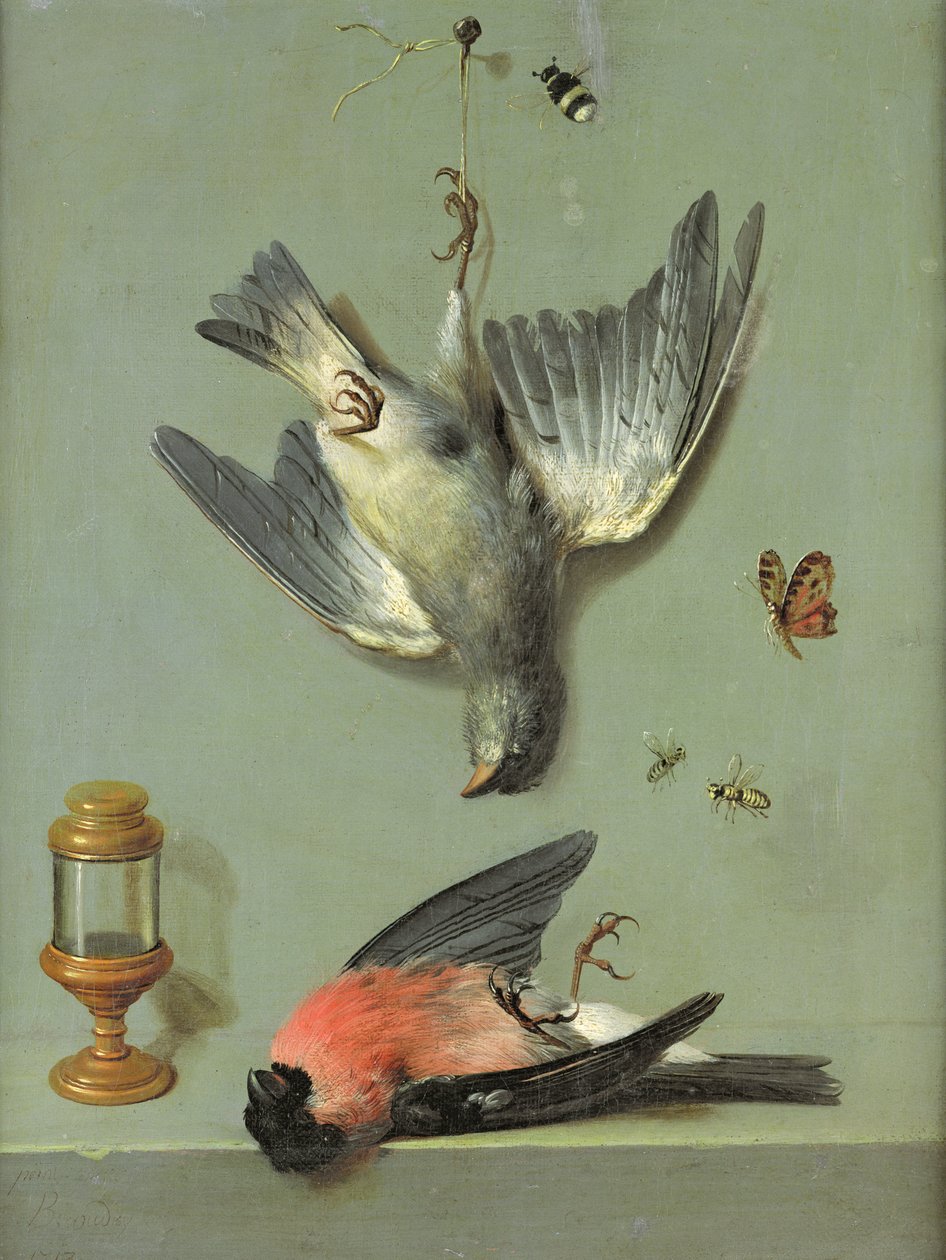 静物与鸟类和昆虫，1713年 作者 让·巴蒂斯特·奥德里（Jean Baptiste Oudry）