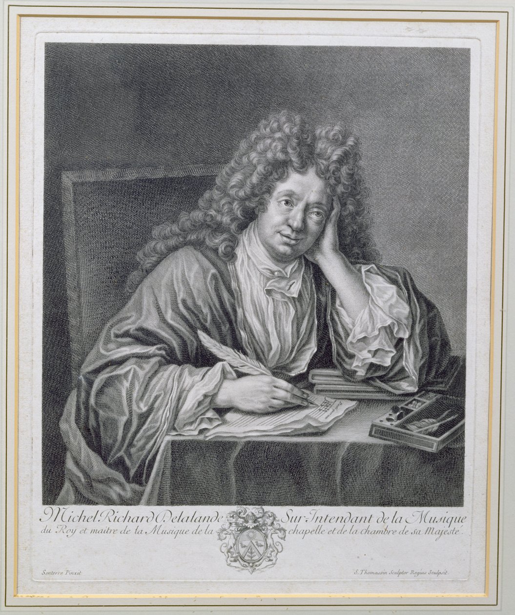 米歇尔·理查德·德拉兰德（1657-1726）的肖像，音乐的超级明星，由Simon Thomassin（1655-1733）镌刻 作者 让·巴蒂斯特·桑特尔