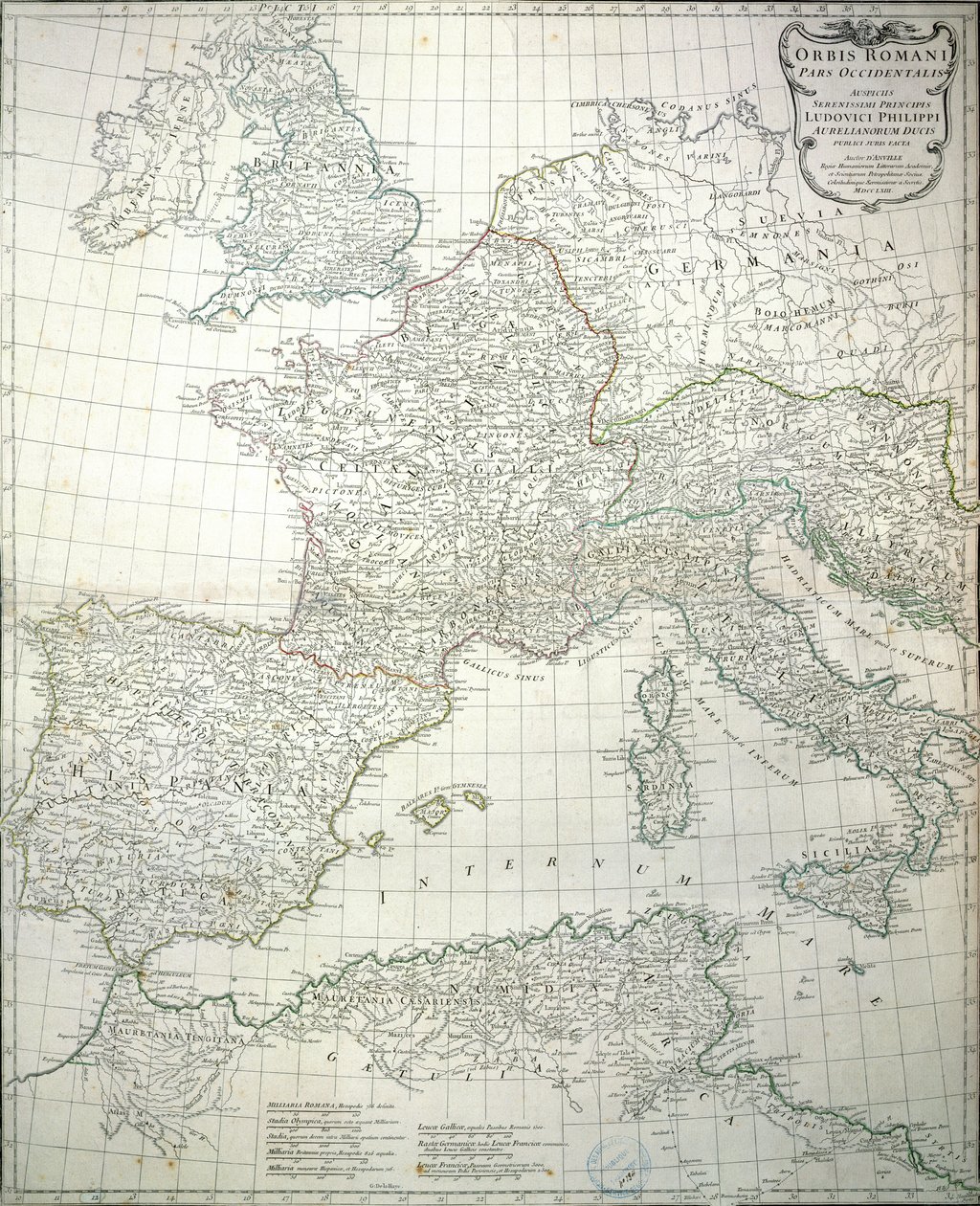 1763年罗马帝国西部地图 作者 让·巴蒂斯特·德安维尔