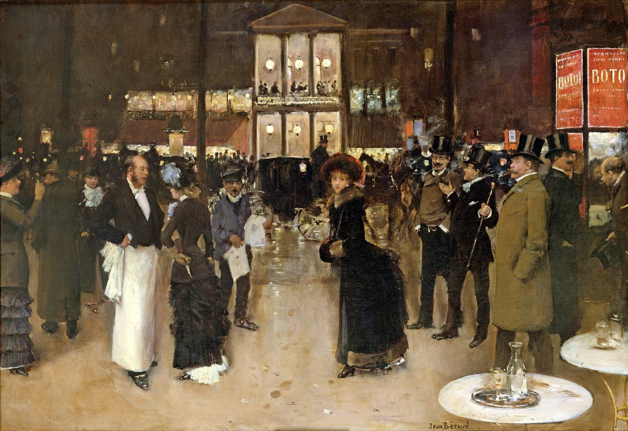 大道在夜间，在剧院des Varietes前面，c.1883 作者 让·贝罗