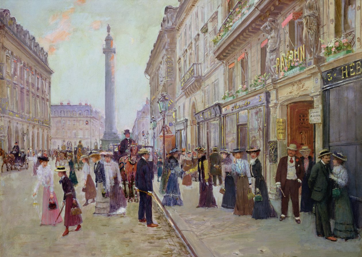 工人们离开Maison Paquin，在rue de la Paix，c.1900 作者 让·贝罗