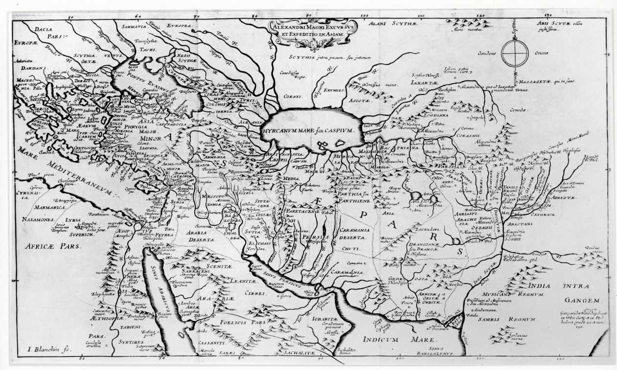 亚历山大大帝（公元前356-323）的旅行和远征地图 作者 让·布兰欣
