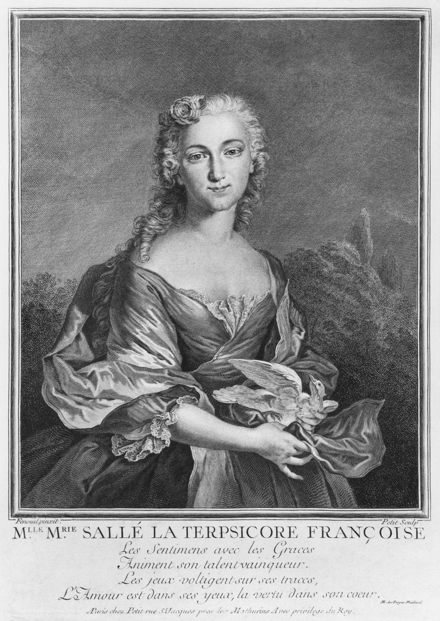 Madeitiselle Marie Salle饰演法国Terpsichore，由Petit雕刻（另见414545） 作者 让·塞萨尔·芬努伊