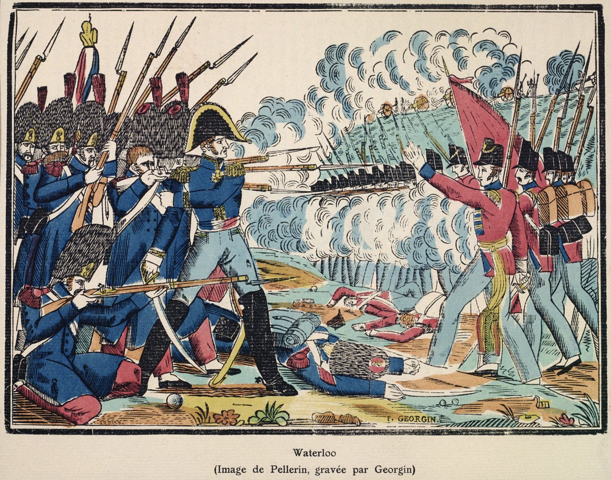 滑铁卢战役，1815年由Francois Georgin（1801-63）镌刻自&39;Edition de la Revue Lorraine Illustree&39;，酒吧。 1912年 作者 让·查尔斯·佩勒林