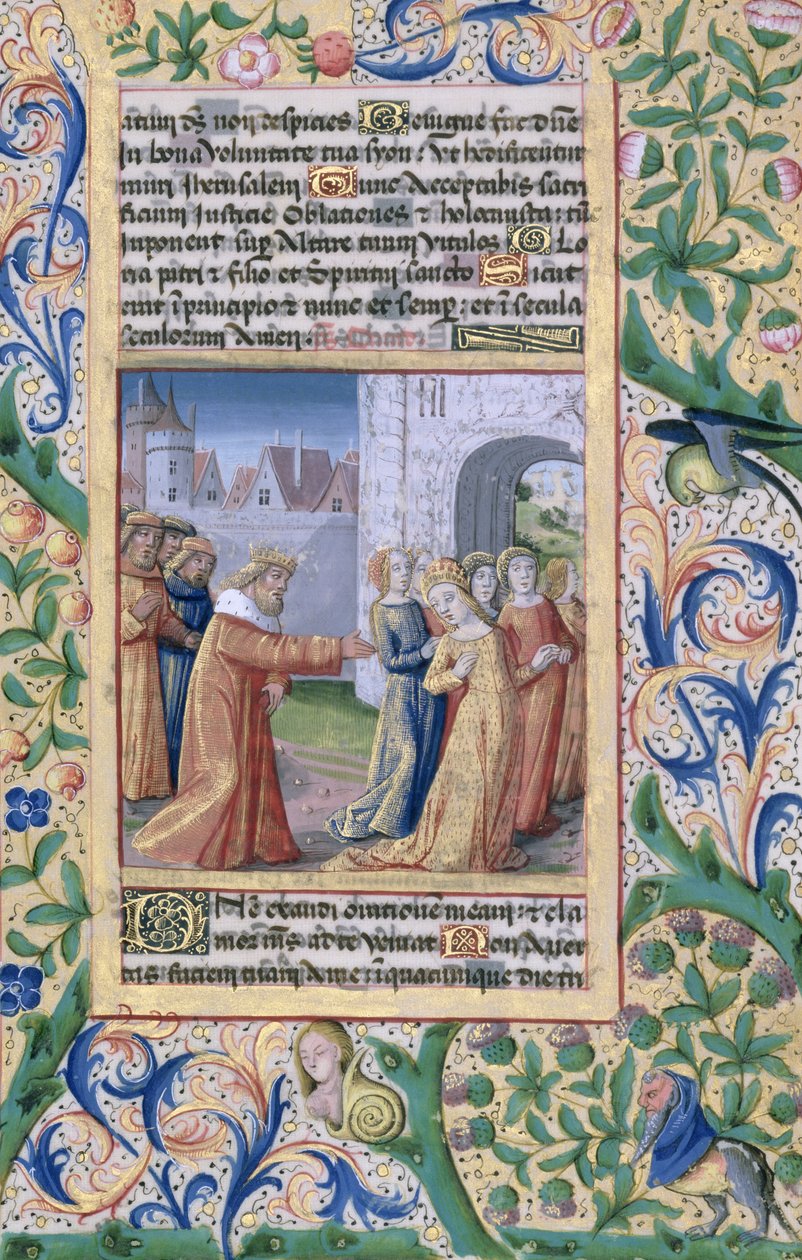 拉特女士。 QvI126 f.57大卫王眺望芭丝谢芭，来自“路易·奥尔良时报”，1469年 作者 让·科隆比