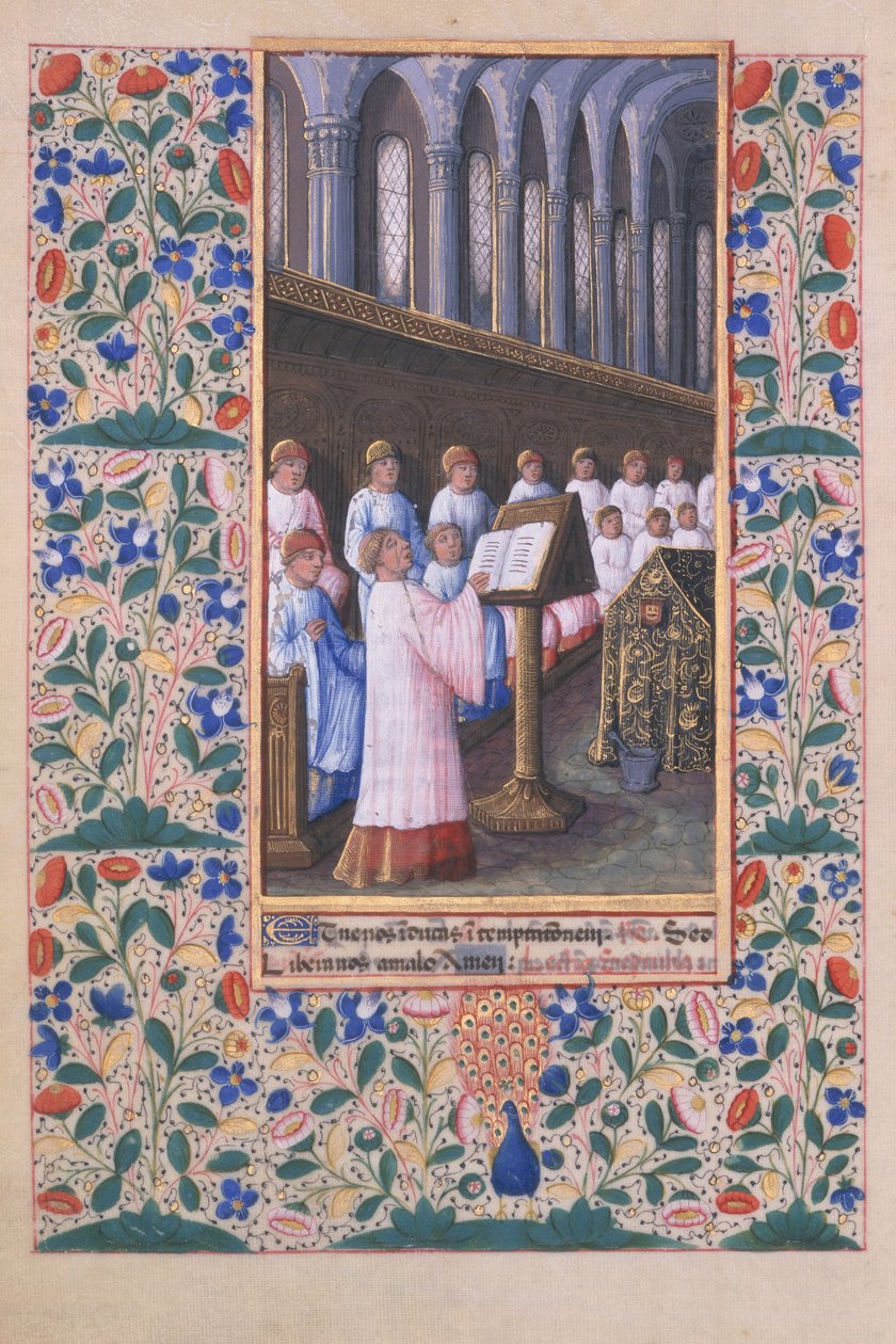 拉特女士。 QvI126 f.77v葬礼服务的插图，来自“路易·奥尔良时报”，1469年 作者 让·科隆比