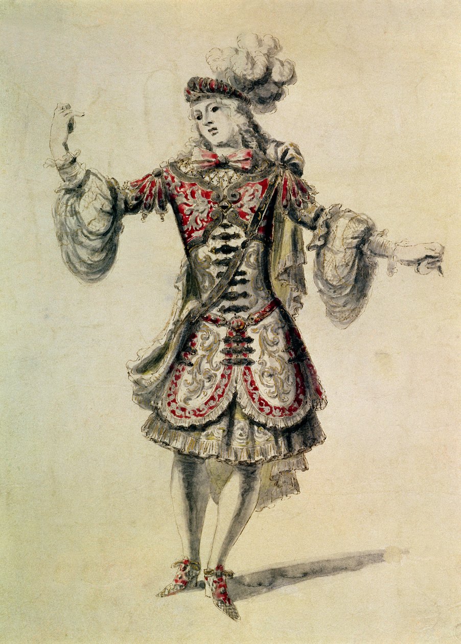 男性舞者的服装设计，c.1681 作者 让·德兰
