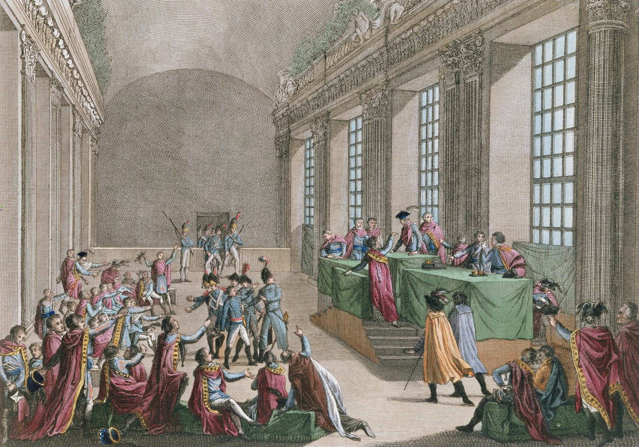 1799年11月10日，18 Brumaire的政变，由Reinier Vinkeles（1741-1816）和Daniel Vrydag（1765-1822）刻。 作者 让·杜普莱西·贝托（Jean Duplessi Bertaux）