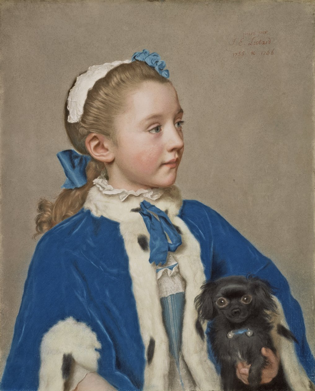 七岁时Maria Maria Frederike van Reede-Athlone的肖像 作者 让·埃蒂安·利奥塔