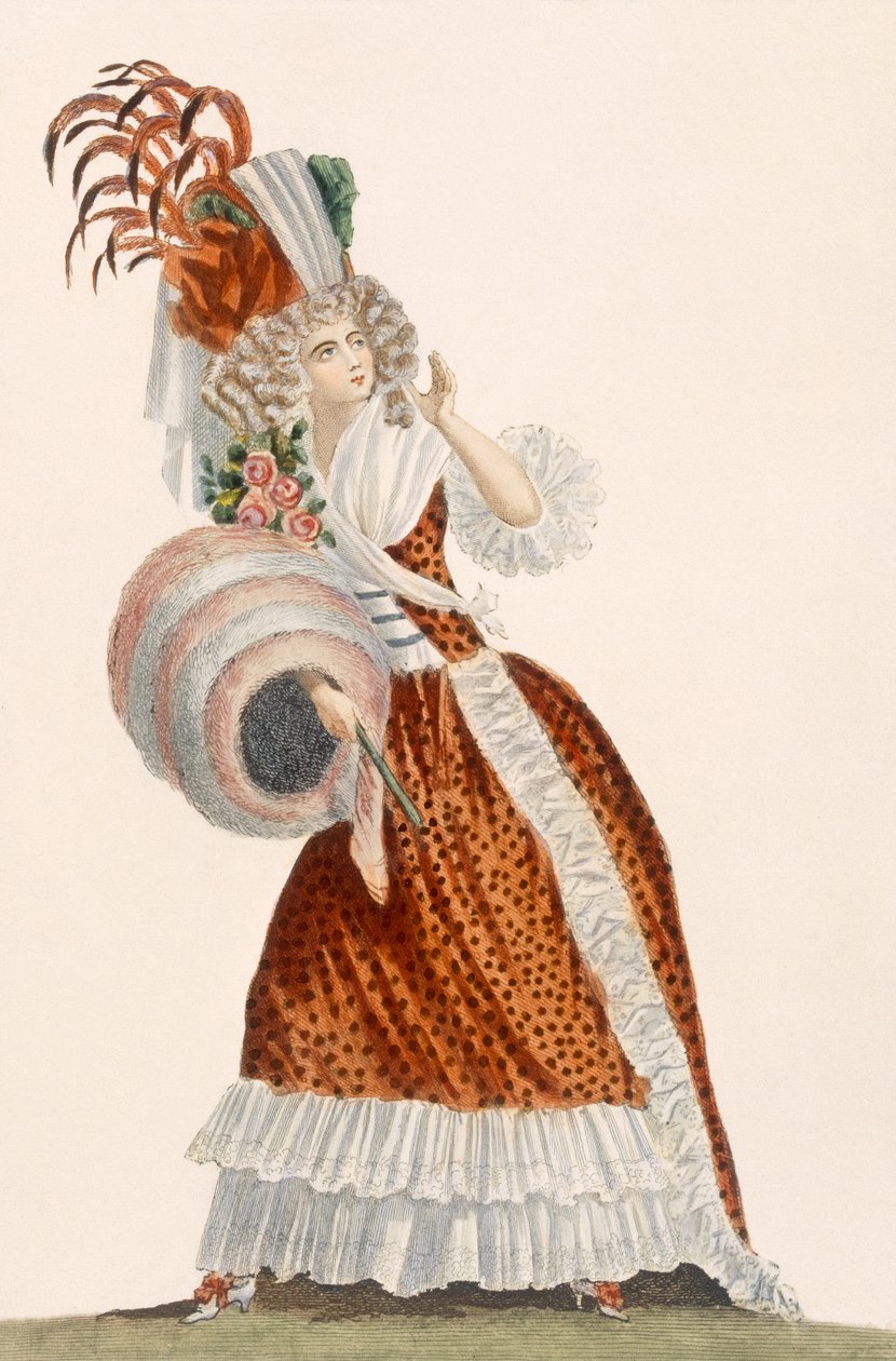 Tres Grande Parue，来自&39;Galeries des Modes et Costumes Francais&39;，c.1778-87 99：衣服;传统服饰;传统服饰;时尚;插图;十八世纪;时髦; 作者 让·弗洛朗·德弗赖恩