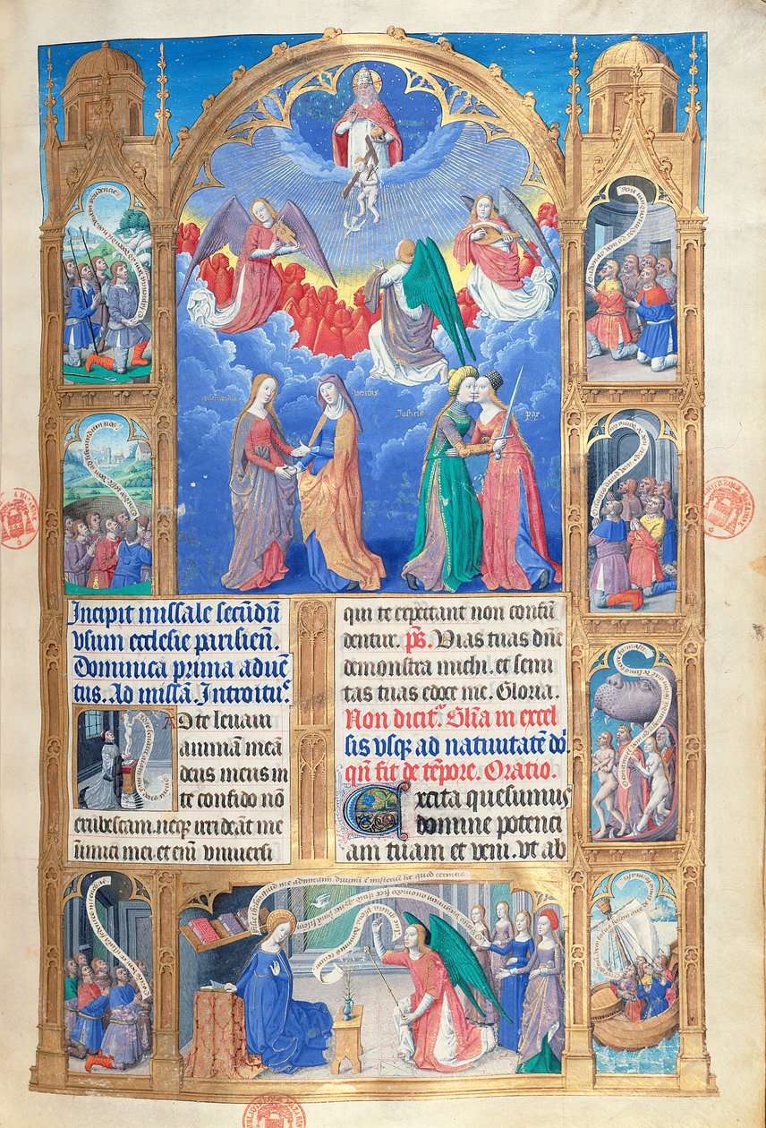 女士412打开页面，来自Missel de Paris，c.1475 作者 让·富凯