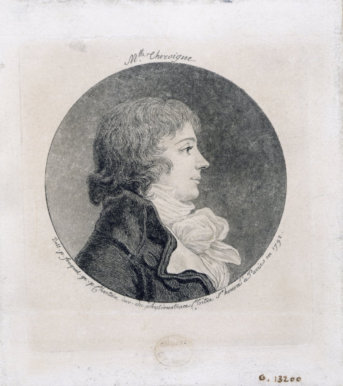 Anne-Josephe Trewagne（1762-1817）的肖像被称为&39;Theroigne de Mericourt&39;，由Gilles-Louis Chretien（1754-1811）雕刻 作者 让·富凯