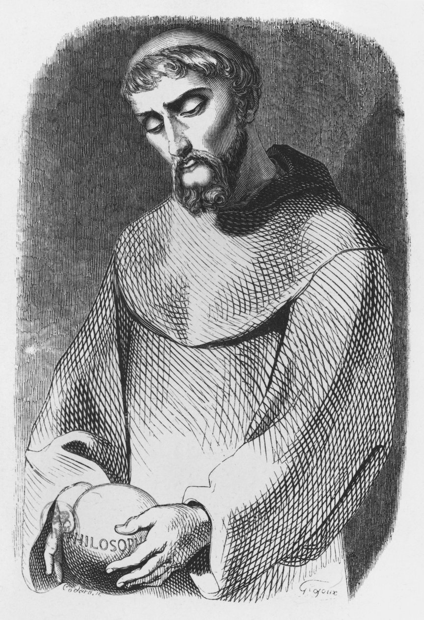 Abelard作为Saint-Gildas-de-Rhuys的僧侣，来自&39;Heloise和Abelard的信件&39;的插图，由Pierre Francois Godard（1797-1864）1839年刻 作者 让·弗朗索瓦·吉古