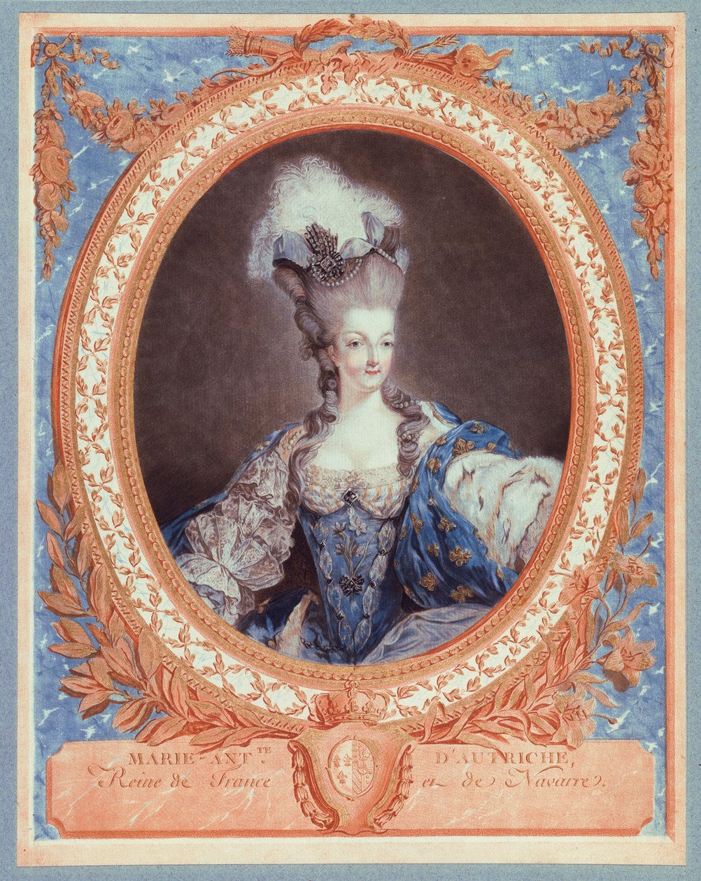 Marie Antoinette，法国女王和纳瓦拉（彩色印花） 作者 让·弗朗索瓦·詹尼特