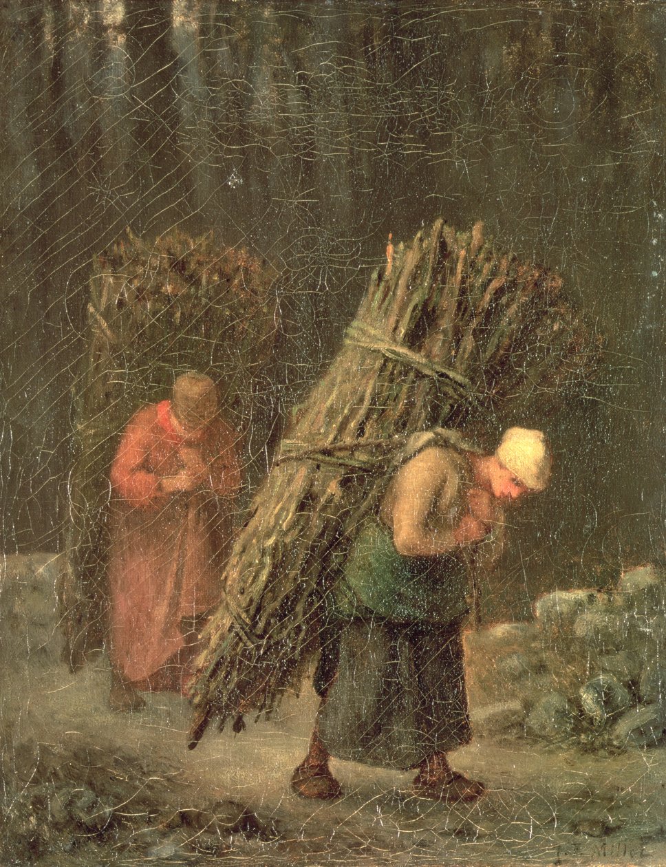 农民妇女与草丛，c.1858 作者 让·弗朗索瓦·米勒