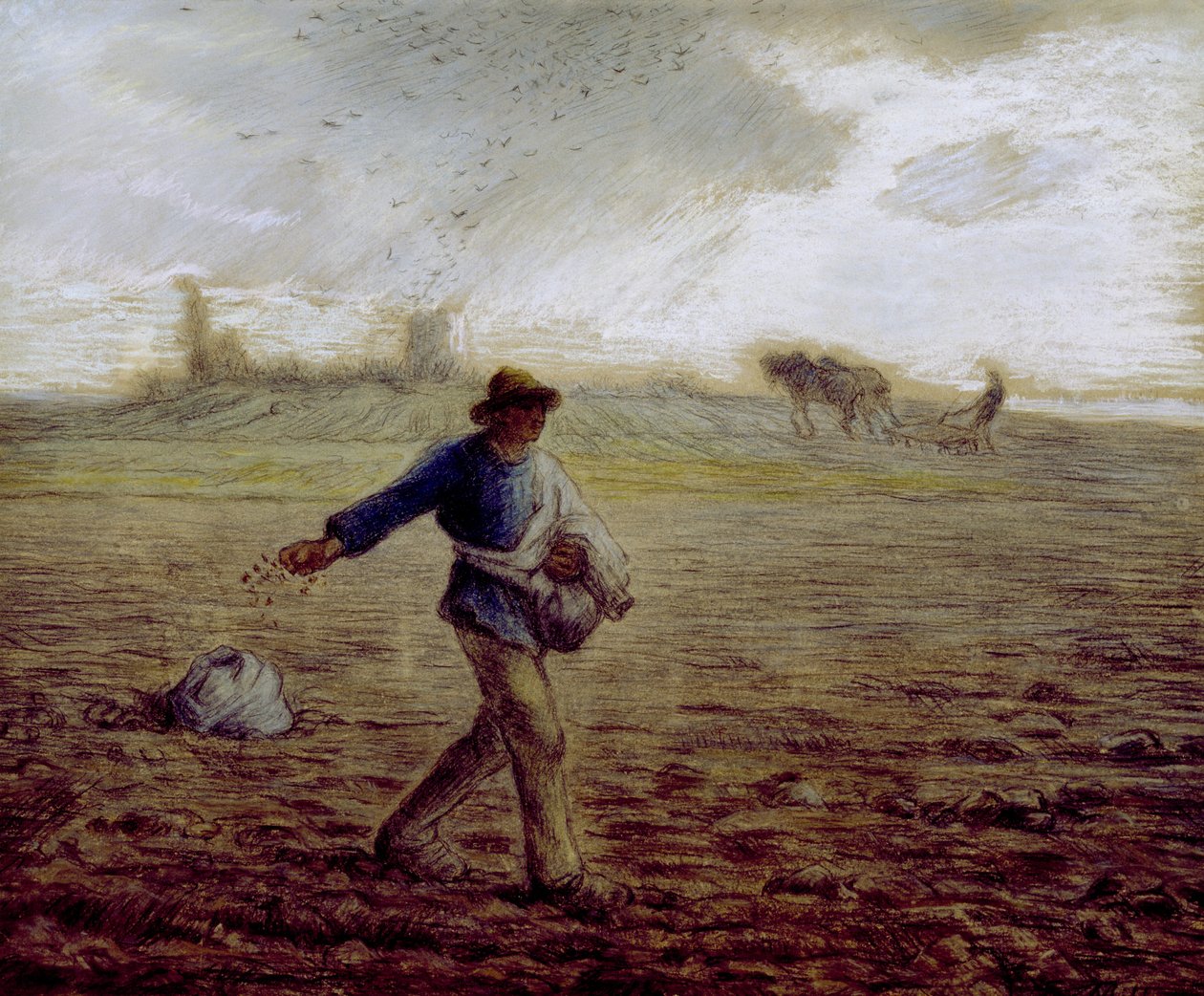 Sower，c.1865（纸上的蜡笔和蜡笔） 作者 让·弗朗索瓦·米勒