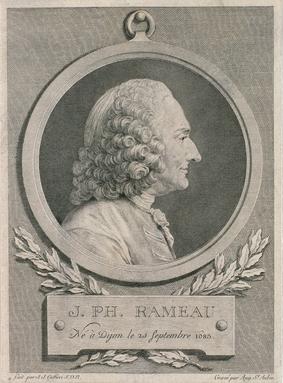 Jean Philippe Rameau（1683-1764）的肖像由Auguste de Saint-Aubin雕刻 作者 让·雅克·卡菲里（Jean Jacques Caffieri）