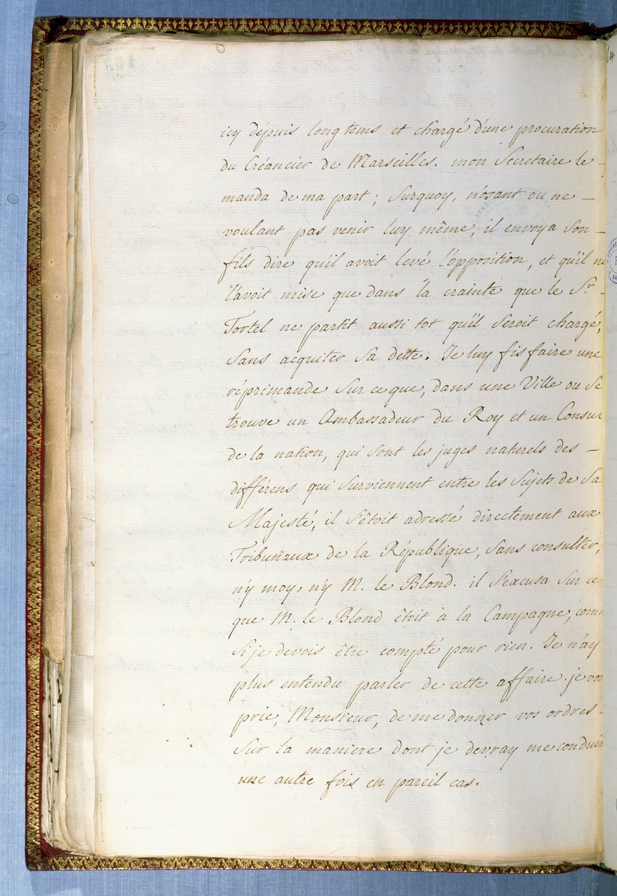 1743年10月，Jean-Jacques Rousseau写给法国驻威尼斯大使的秘书的第2页 作者 让·雅克·卢梭