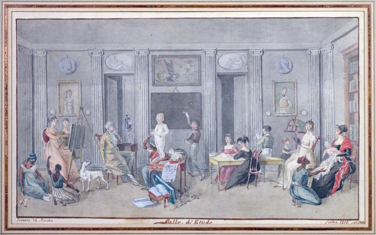 1813年Ile de La Reunion学习室的家庭 作者 让·约瑟夫·帕图·德·罗斯蒙特