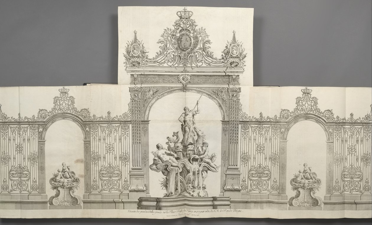 1755年按照国王HM的命令在南希皇家广场上设计的大型网格设计 作者 让·拉穆尔