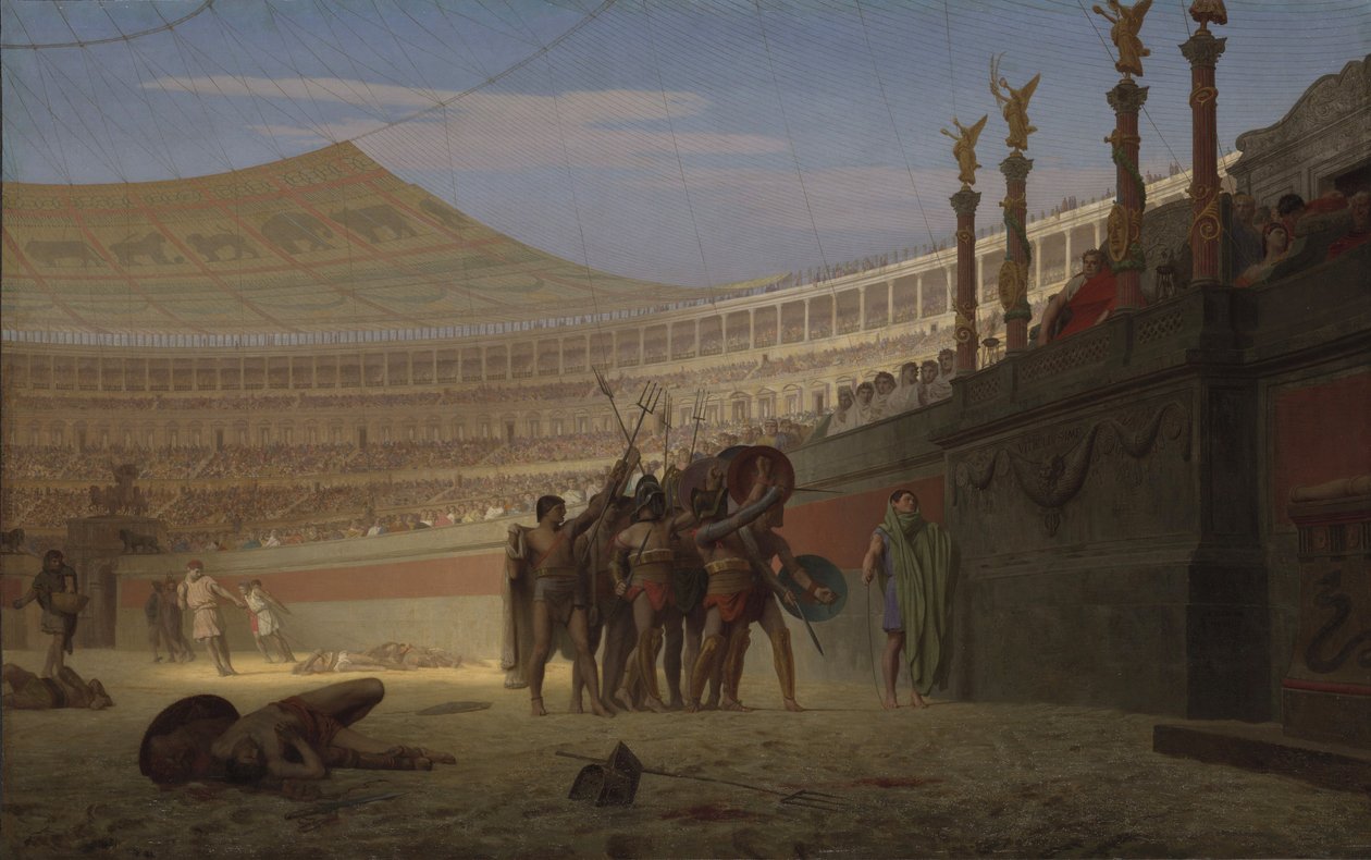 冰雹撒！模具敬礼（冰雹凯撒！我们谁即将死亡向您致敬），1859年 作者 让·莱昂·杰罗姆