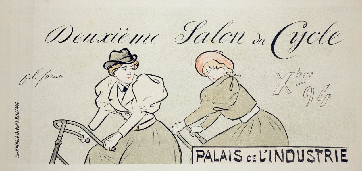 在Palais de L&39;industrie，1894年复制宣传&39;Salon du Cycle&39;的海报 作者 让·路易·佛兰