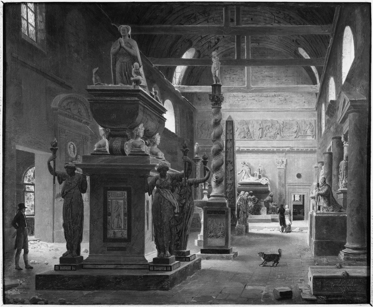 法兰西纪念碑博物馆（Musee des Monuments Francais）的大房间，1820年 作者 让·鲁宾·瓦泽莱