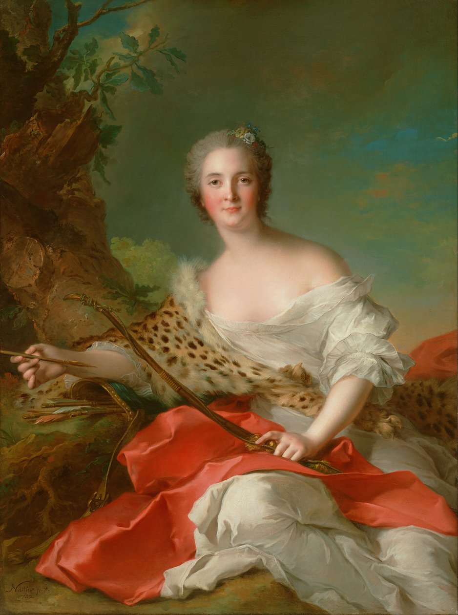 作为戴安娜的Constance-Gabrielle-Magdalen Bonnier de la Mosson的肖像 作者 让·马克·纳蒂尔