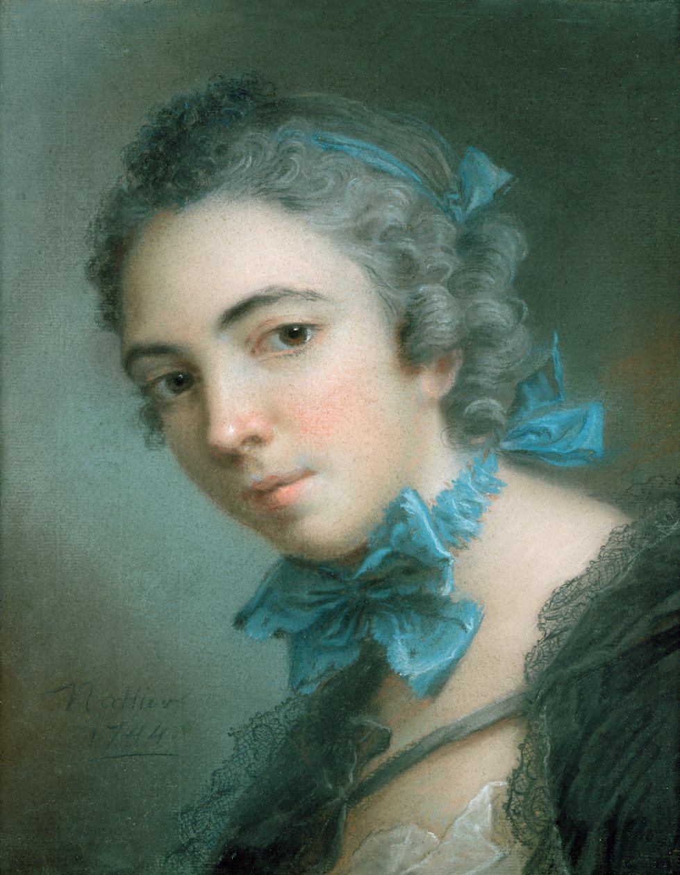 年轻女孩，1744年（纸上粉彩） 作者 让·马克·纳蒂尔