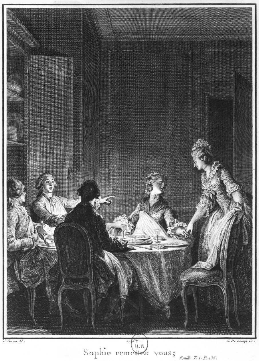 Jean-Jacques Rousseau（1712-78）的&39;L&39;Emile&39;插图由Nicolas Delaunay（1739-92）镌刻于1779年 作者 让-米歇尔小莫罗