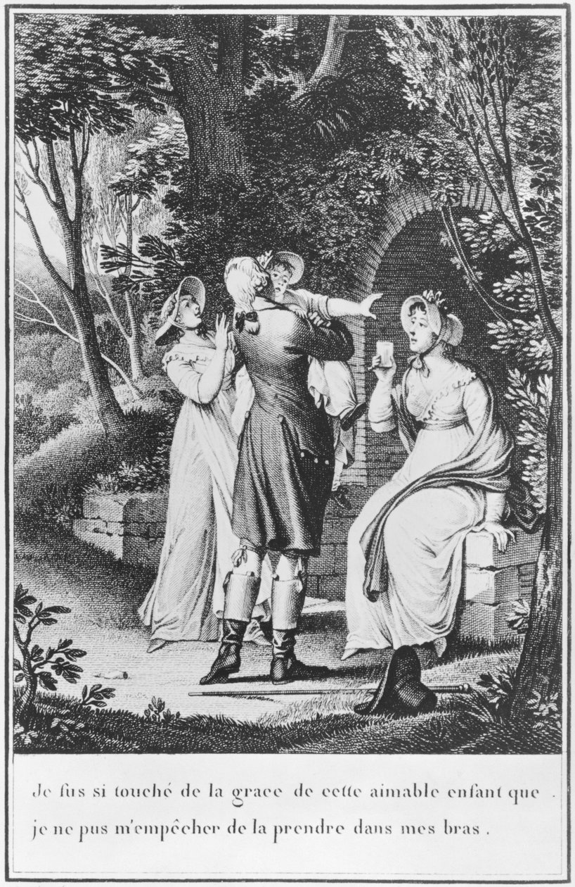 约翰·沃尔夫冈·歌德（约翰·沃尔夫冈·歌德（1749-1832）的“悲伤的悲伤”插图由E. Deghent雕刻 作者 让-米歇尔小莫罗