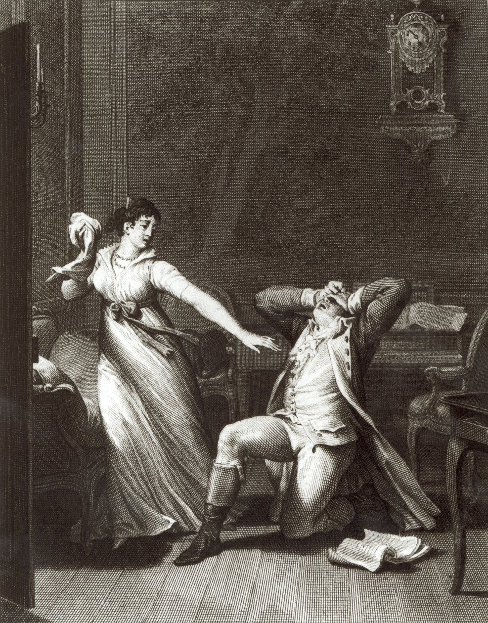 约翰·沃尔夫冈·歌德（1749-1832）的“悲伤的悲伤”插图由Jean Baptiste Simonet（1742-1813）刻 作者 让-米歇尔小莫罗