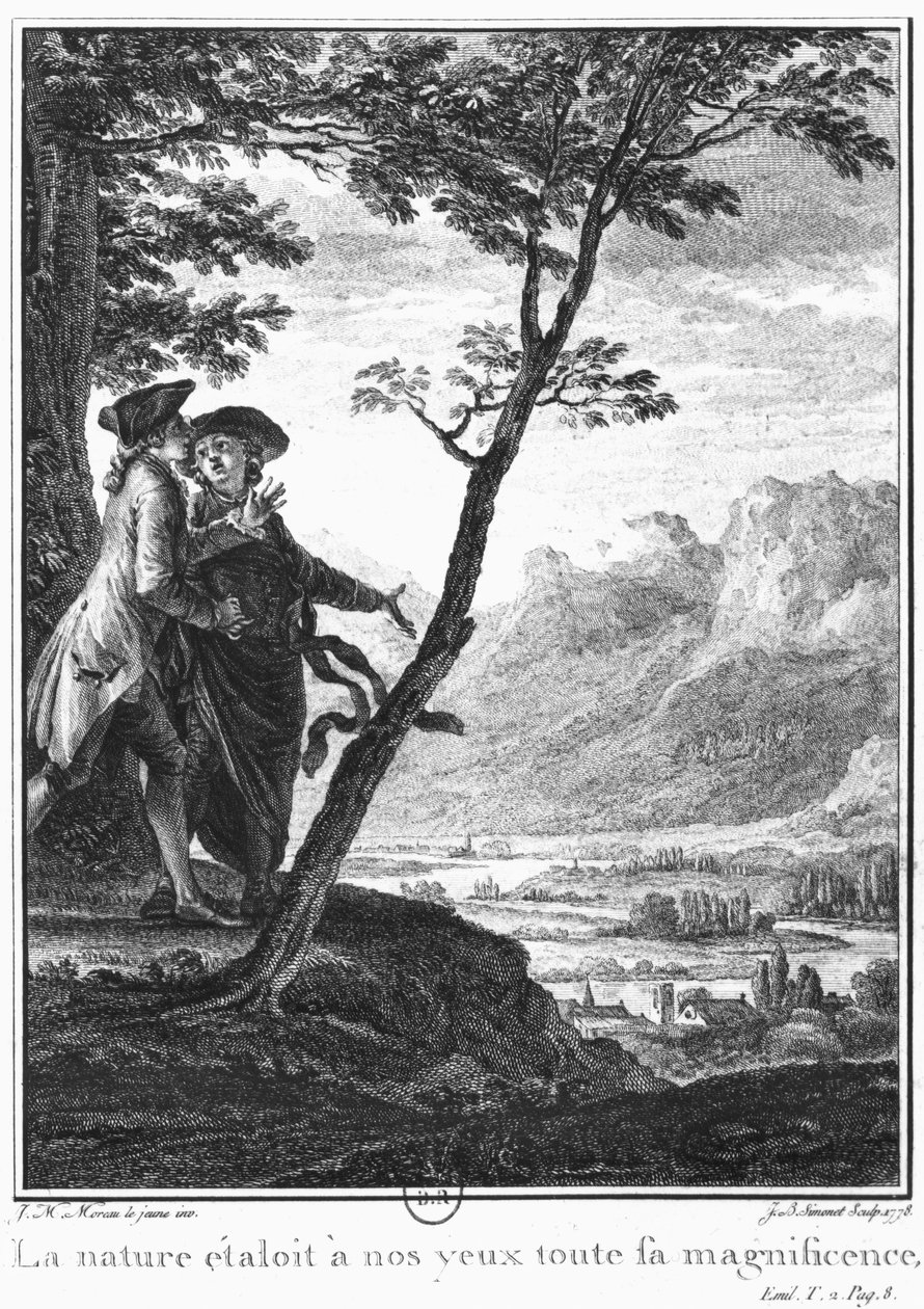 Savoyard牧师的信仰职业，Jean-Jacques Rousseau（1712-78）的“L&39;Emile”插图由Jean Baptiste Simonet（1742-1813）于1778年出版 作者 让-米歇尔小莫罗