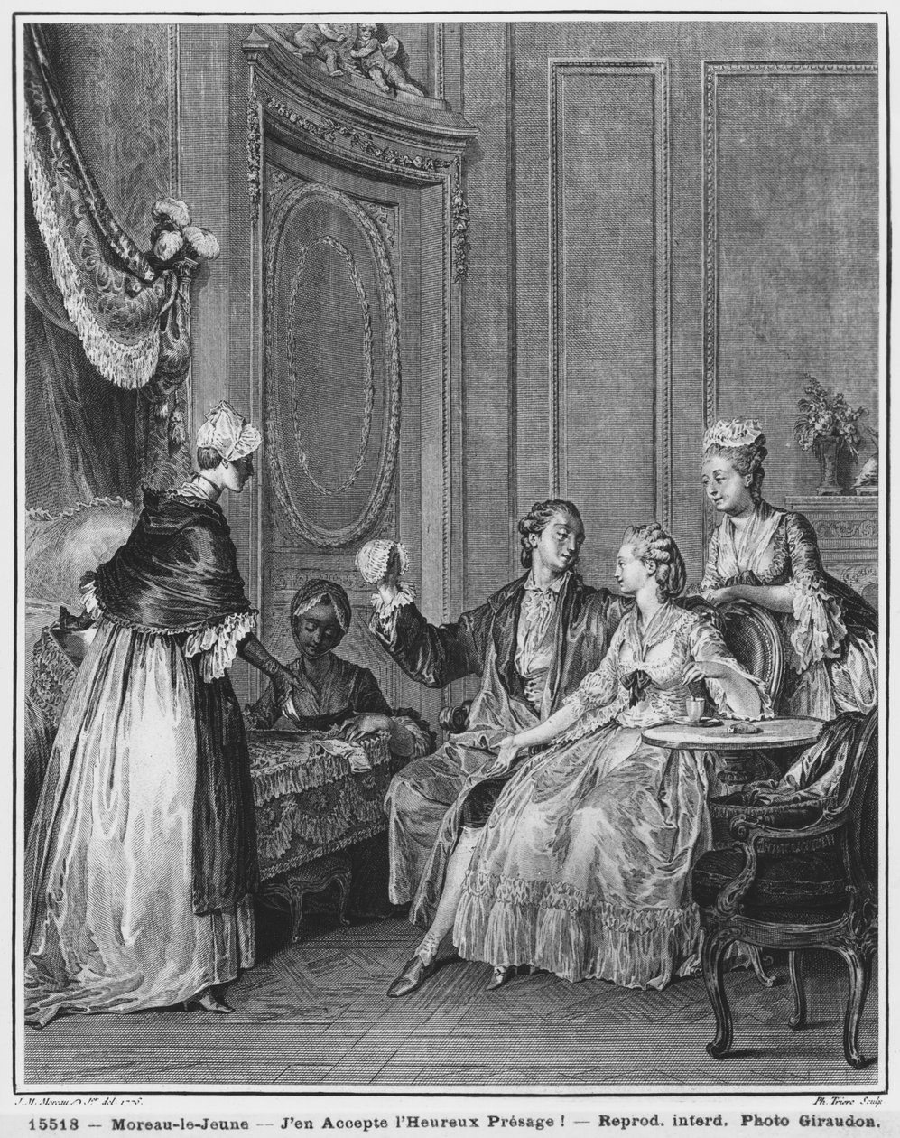 好的预兆，由Philippe Triere（1759-1815）1776年雕刻 作者 让-米歇尔小莫罗