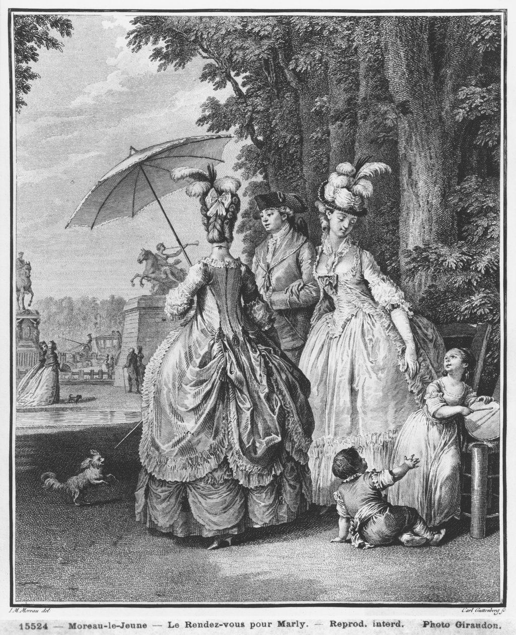 Marly的约会，由Carl Guttenberg（1743-90）c.1777雕刻 作者 让-米歇尔小莫罗