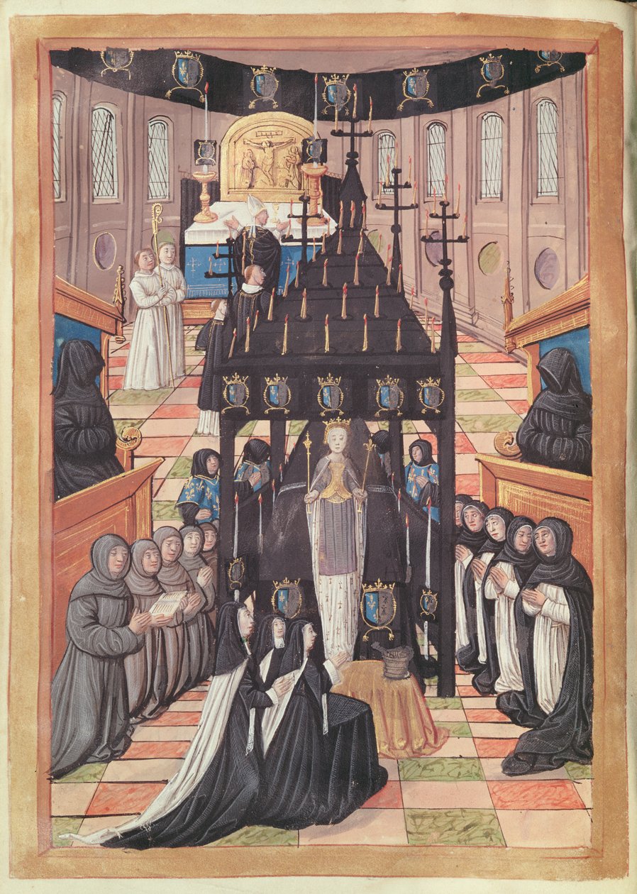 Fol.12v 1515年在Saint-Saveur de Blois教堂通过布列塔尼的安妮（1477-1514） 作者 让·佩雷亚尔