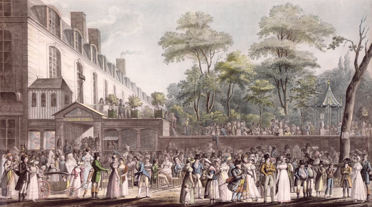散步在土耳其花园，Boulevard du Temple，1810年 作者 让·皮埃尔·玛丽·贾泽特